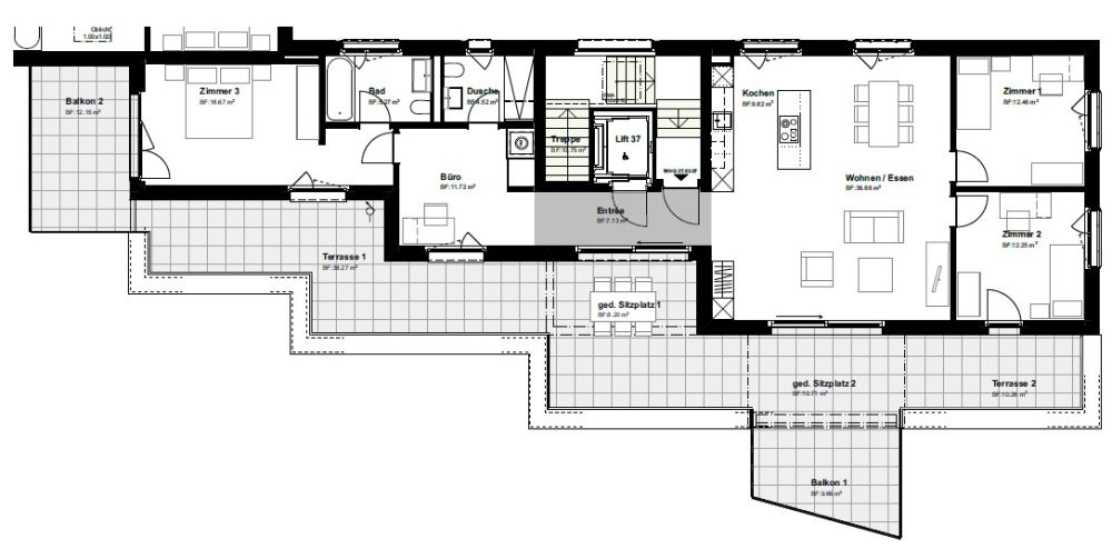 4.5-Zimmer-Attikawohnung mit weitläufigen Terrassen -  Bild 5