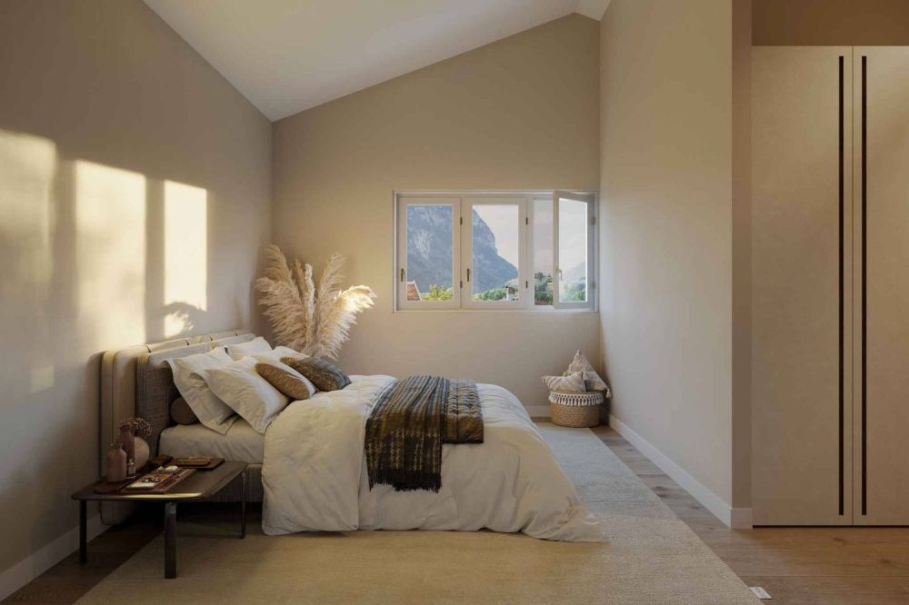 Villa en construction dans un quartier résidentiel - ossature bois - Chambre