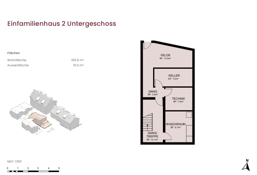 Neubauprojekt "im Gärtli" Wilchingen - Einfamilienhaus mit eigenem Gartenanteil - Grundriss Untergeschoss