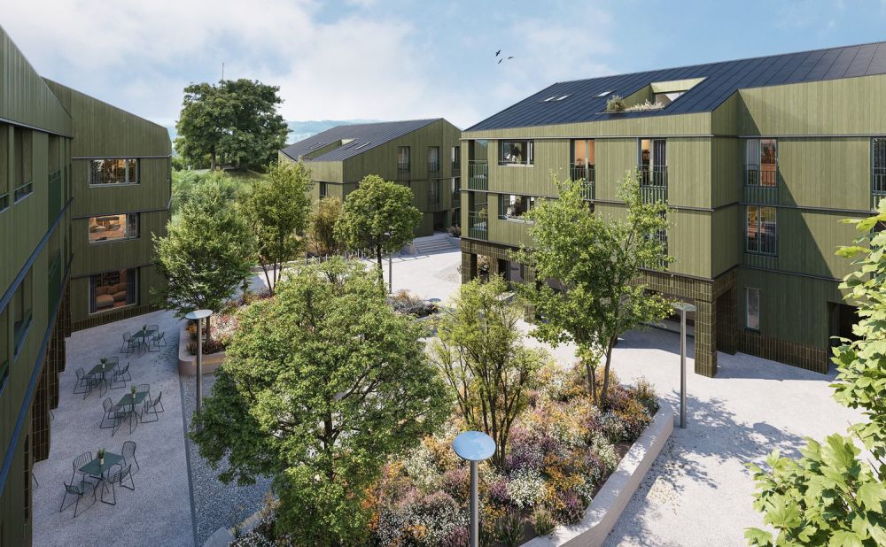 «Bänkliwiese» Oberrohrdorf - Wohnen im Dorfkern - Aussenvisualisierung Innenhof