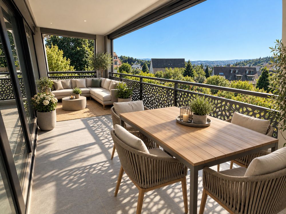 helle, elegante EG-Maisonette-Wohnung mit Garten (C-1.1) - Balkon Wohnenzimmer