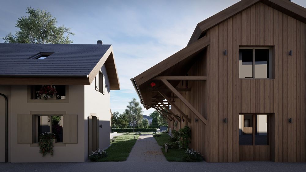 Der Charme eines Dorfes, die Nähe zur Stadt Nyon - / Vue arrière villa C et bâtiment D