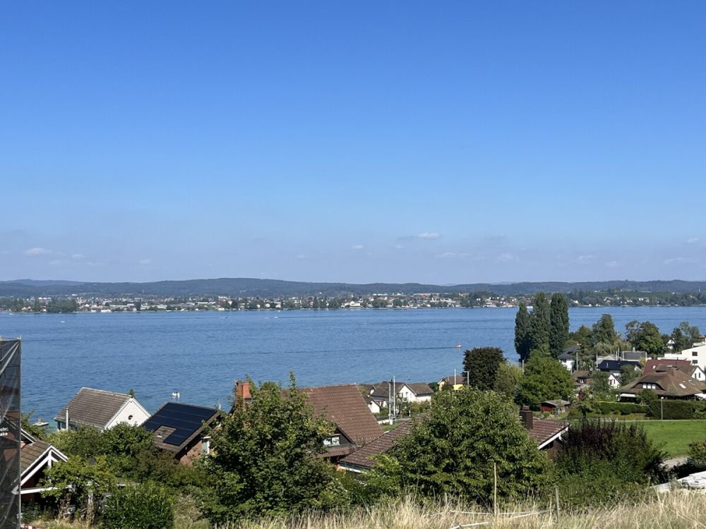 DEFH A + B - Exklusives Baugrundstück am Untersee mit erstklassigem Wo - Die Aussicht in Richtung der Insel Reichenau verbindet kulturelle Bedeutung mit einer eindrucksvollen Seeatmosphäre