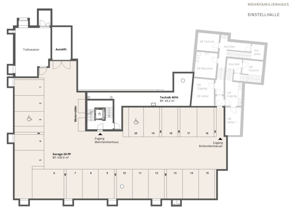 Exklusive 4½-Zimmer-Dachwohnung in idyllischer Lage oberhalb von Küsnacht - MFH Grundriss Garage