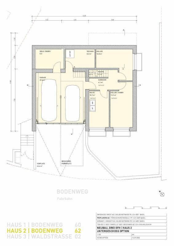Wohnen mit Weitblick in Arlesheim, Freistehendes Einfamilienhaus, Nr. 2 - Untergeschoss Option, Haus 2