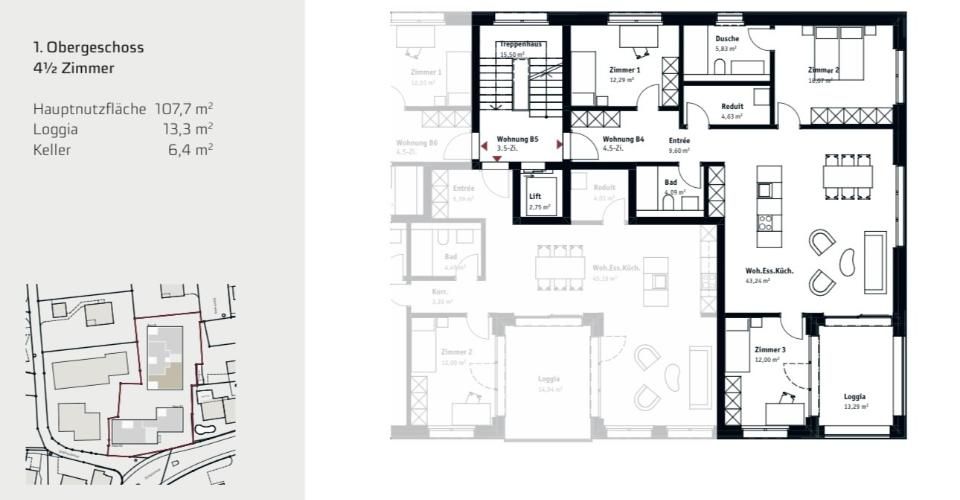 Hochwertige 4.5-Zimmer-Neubauwohnung in privilegierter Lage  Muri AG - Appartement 4.5 pièces - image - 4