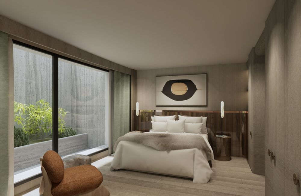 HC77 | Cologny - 3 luxueux hôtels particuliers - Une chambre d'ami comme une clairière habitée, s'ouvrant sur un petit jardin en escalier