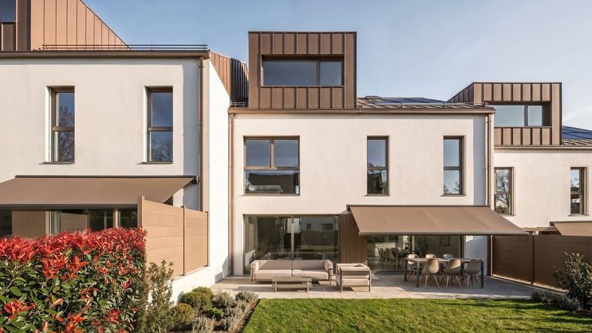 Jolie villa contigüe à construire (villa C) - Terrasse avec store