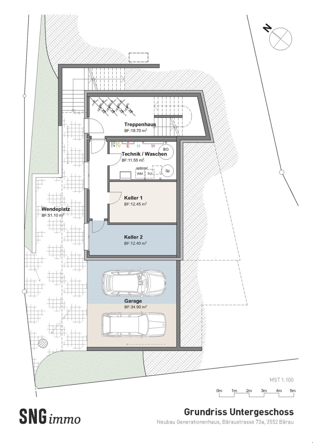 Neubau Doppeleinfamilienhaus in Bärau zu verkaufen - Grundriss Untergeschoss