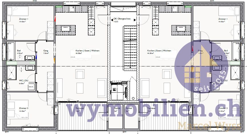 Altersgerechte 3.5-Zi-Wohnung - Jetzt Besichtigung vereinbaren! - Grundrisse der beiden Wohnung im OG