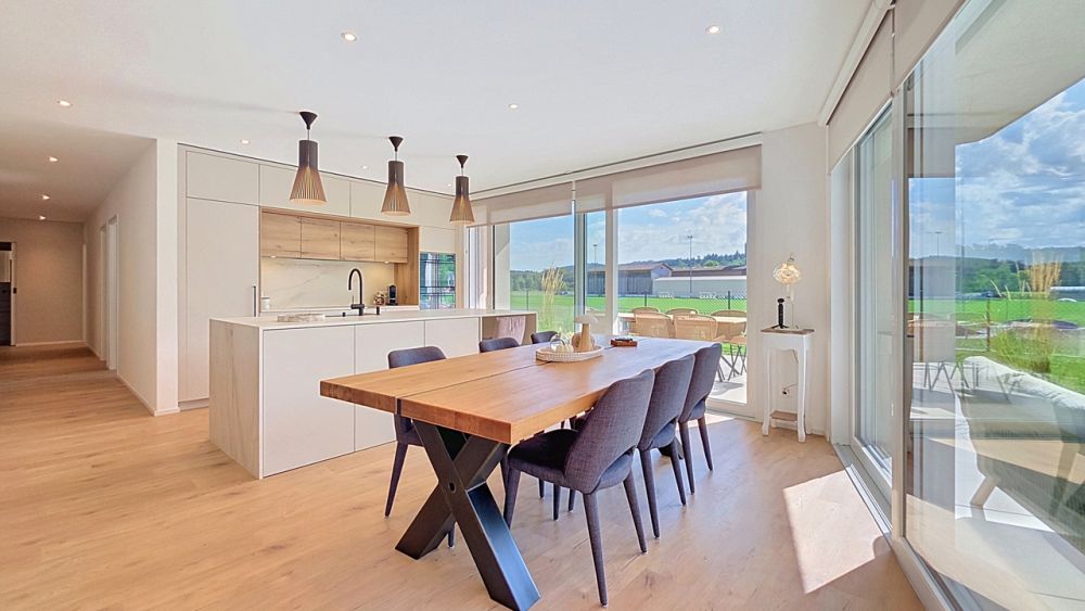 Magnifique appartement 4.5 pces avec jardin à Fétigny / FR - Séjour / salle à manger / cuisine