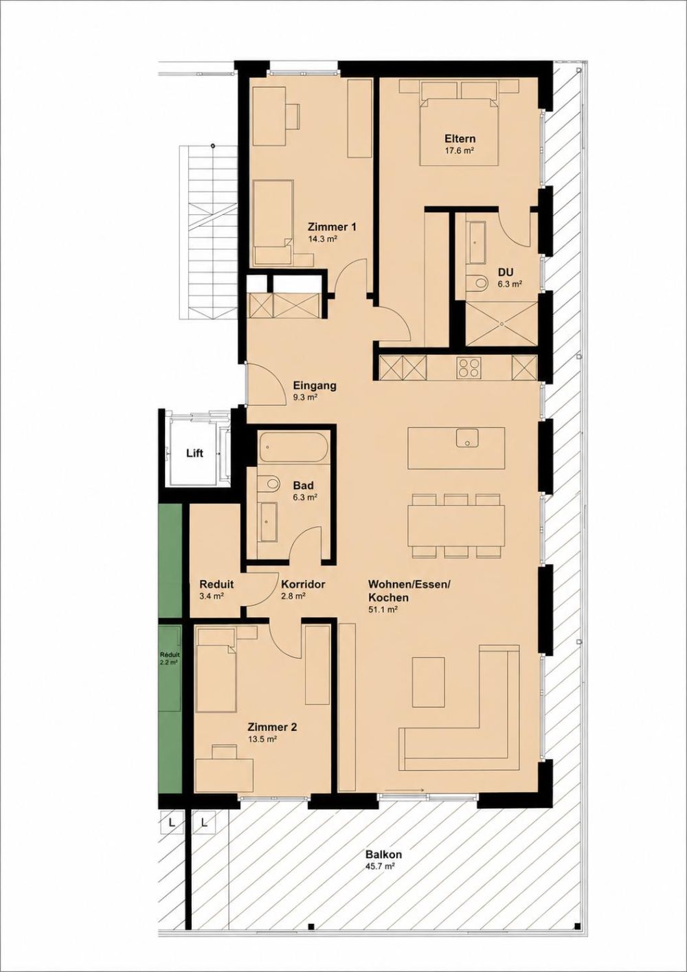 147 m² | 4.5-Zi.-Wohnung im 1. OG | grosszügige Terrasse -  Bild 13