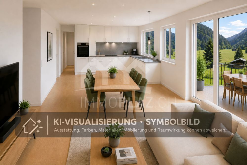4½ Zi.-Wohnung mit Balkon & freie Bergsicht -  Bild 1