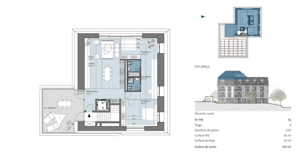 Wohnung mit 3,5 Zimmern im Dachgeschoss mit Aufzug und großer privater Terrasse -  Bild 6