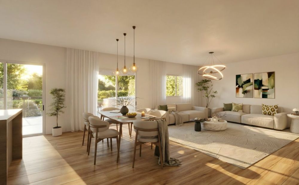 Zwei von sechs Häusern noch verfügbar - Einfamilienhaus im Neubau-Quartier Morgenacker, Buchberg SH - Visualisierung Wohnbereich