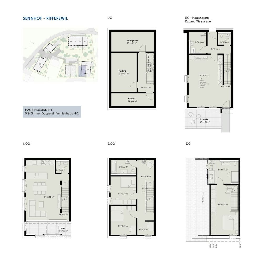 SENNHOF - Doppeleinfamilienhäuser an herrlich ruhiger Lage - Grundriss H-2