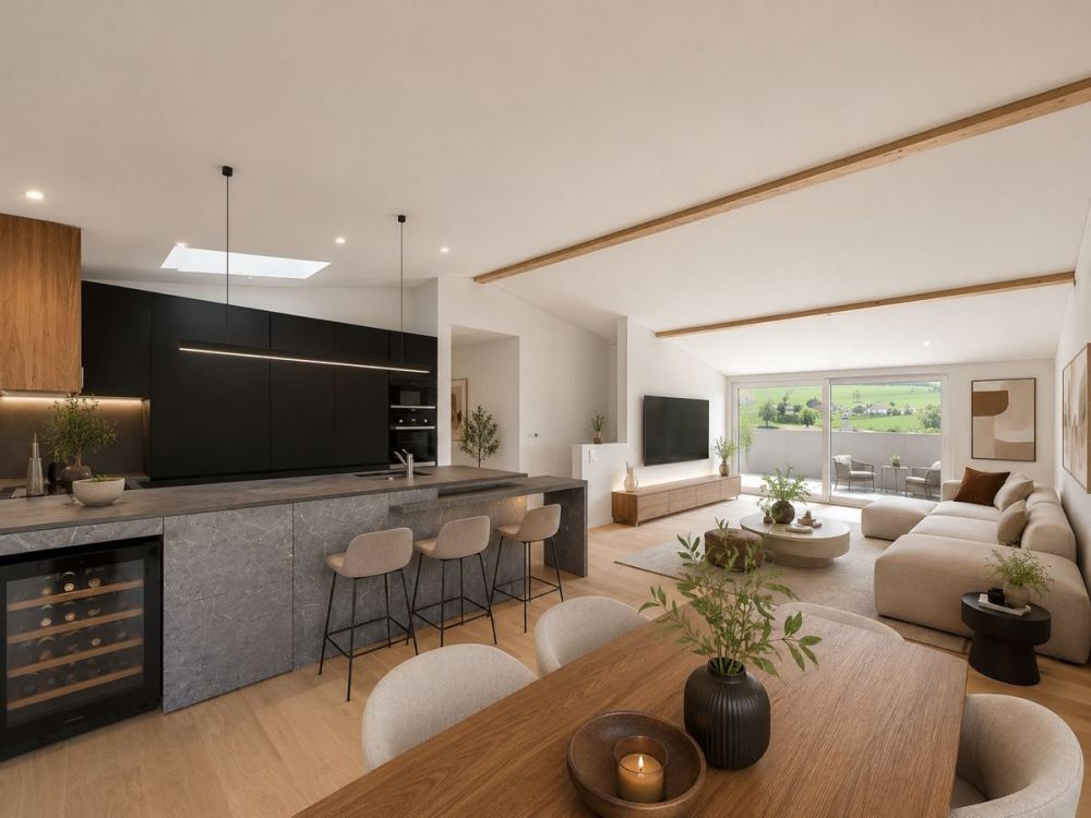 Appartement neuf de 4,5 pièces avec terrasses et vue sur les Préalpes -  Bild 1