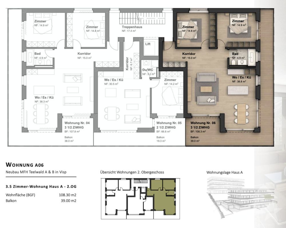 Neue 3,5-Zimmer-Wohnung in bevorzugter Höhenlage - / 3.5 2 Stock chf 729`000