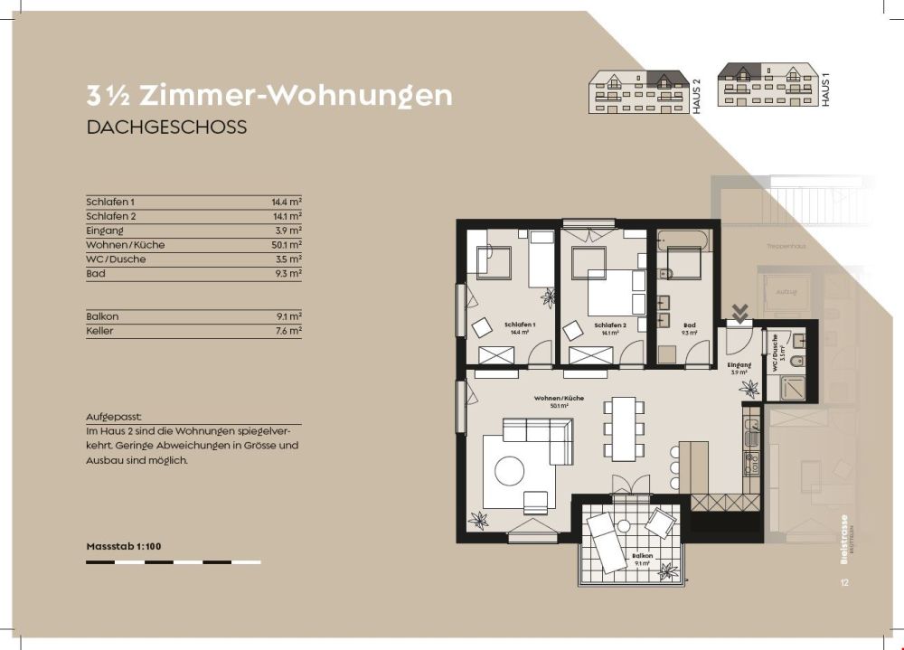 Sichern Sie sich jetzt Ihr Eigenheim! Letzte 3.5-Zimmer-Dachgeschosswohnung in Brüttelen -  Bild 4
