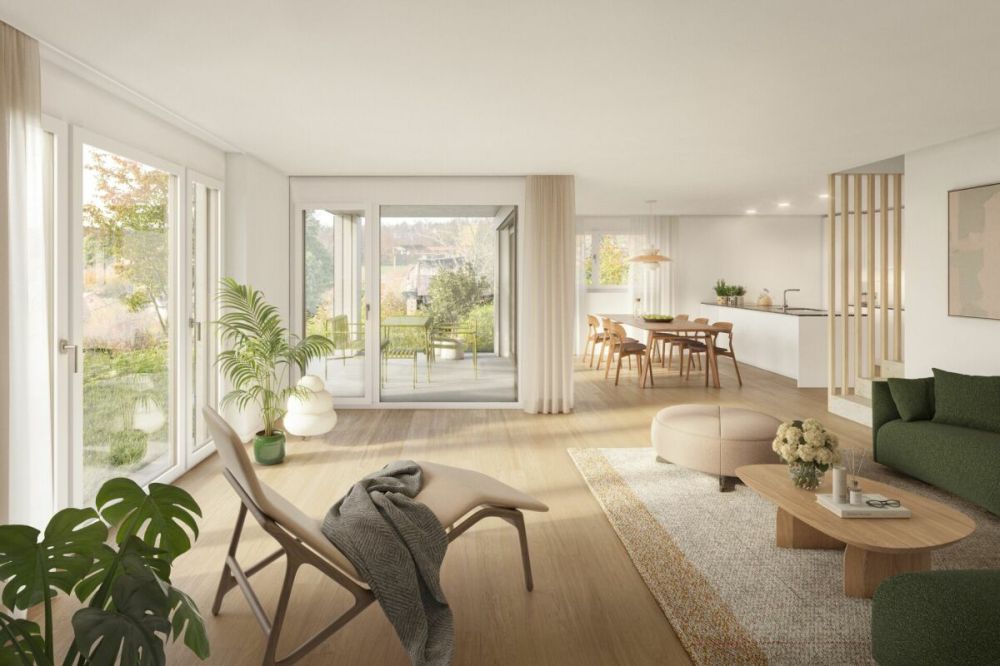 3.5-Zimmer-Gartenwohnung - UNTERDORF MÖNTHAL - Zeitgemässe Architektur mitten im Grünen -  Bild 3
