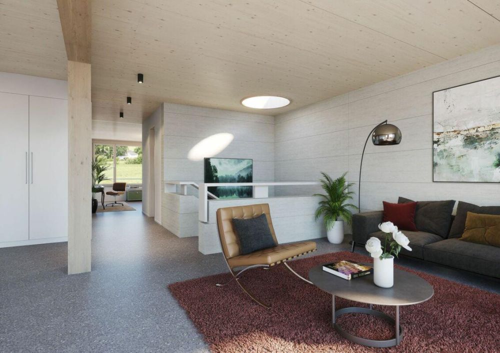 Über den Dächern von Worb - Attika mit Panorama-Blick - Visualisierung Wohnraum