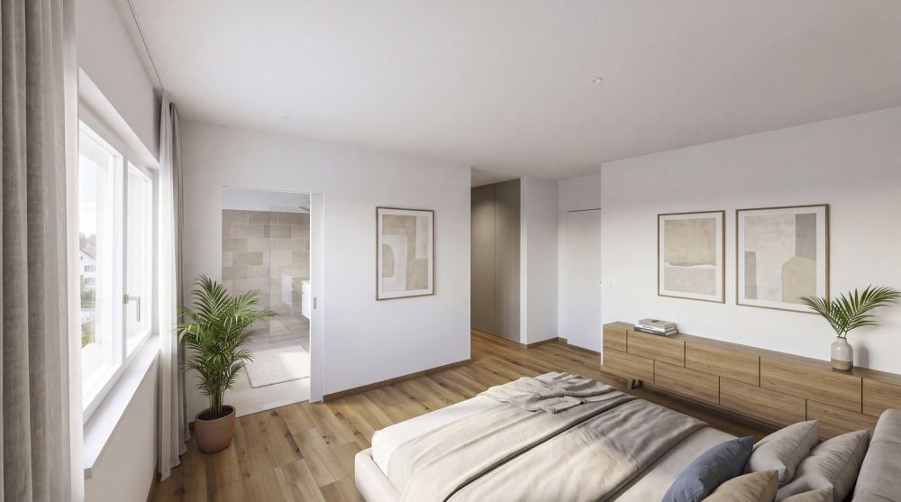 Exklusiver Neubau: 3.5 Zimmerwohnung im Obergeschoss - Schlafzimmer