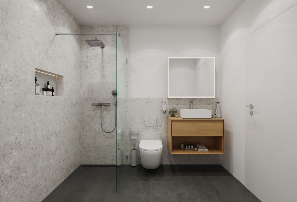 4.5 Zimmer-Wohnung (D) im 1.OG, mit 144 m2 Netto-Wohnfläche und 29.5m2 Balkon - WC-Dusche