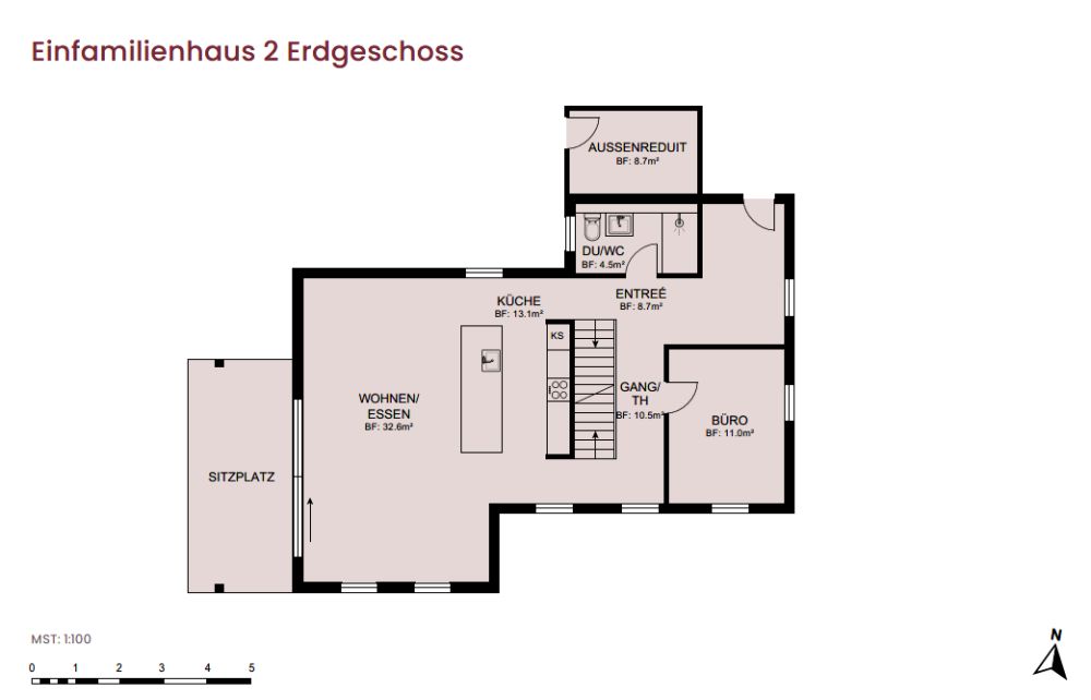 Neubauprojekt "im Gärtli" Wilchingen - Einfamilienhaus mit eigenem Gartenanteil - Grundriss Erdgeschoss