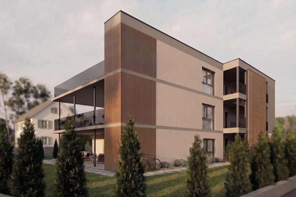 Neubau: Gartenwohnung viel Grünfläche und modernem Wohnkomfort - Ansicht