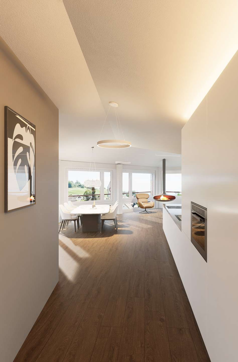3.5-Zimmer-Maisonette - modernes Wohnen über 2 Etagen -  ?Zu den Reben? - Küchenblick zu Ess-/Wohnzimmer