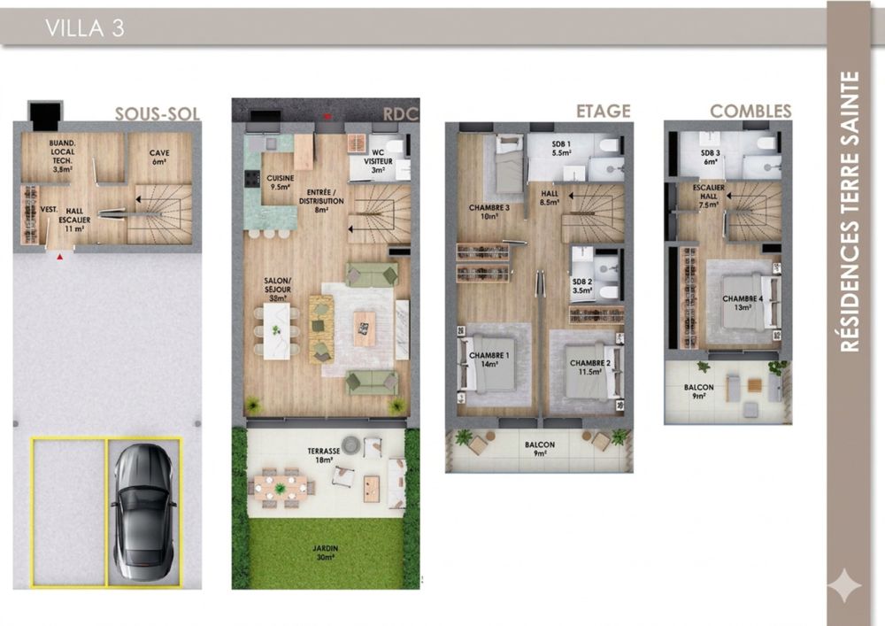 Projet neuf - Villa 3 de 4 chambres avec terrasse et jardin privatif -  Bild 7