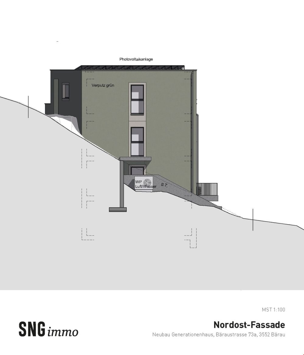 Neubau Doppeleinfamilienhaus in Bärau zu verkaufen - Nordost-Fassade