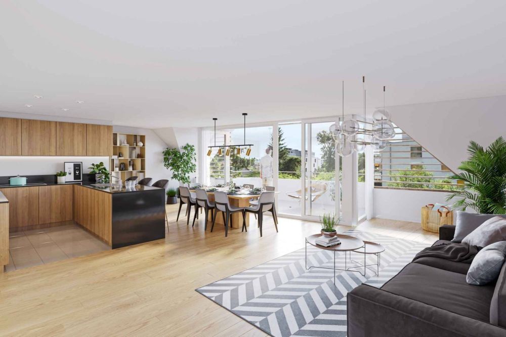 Résidence Innaé | Lot 22 - Cuisine et séjour avec espace salle à manger