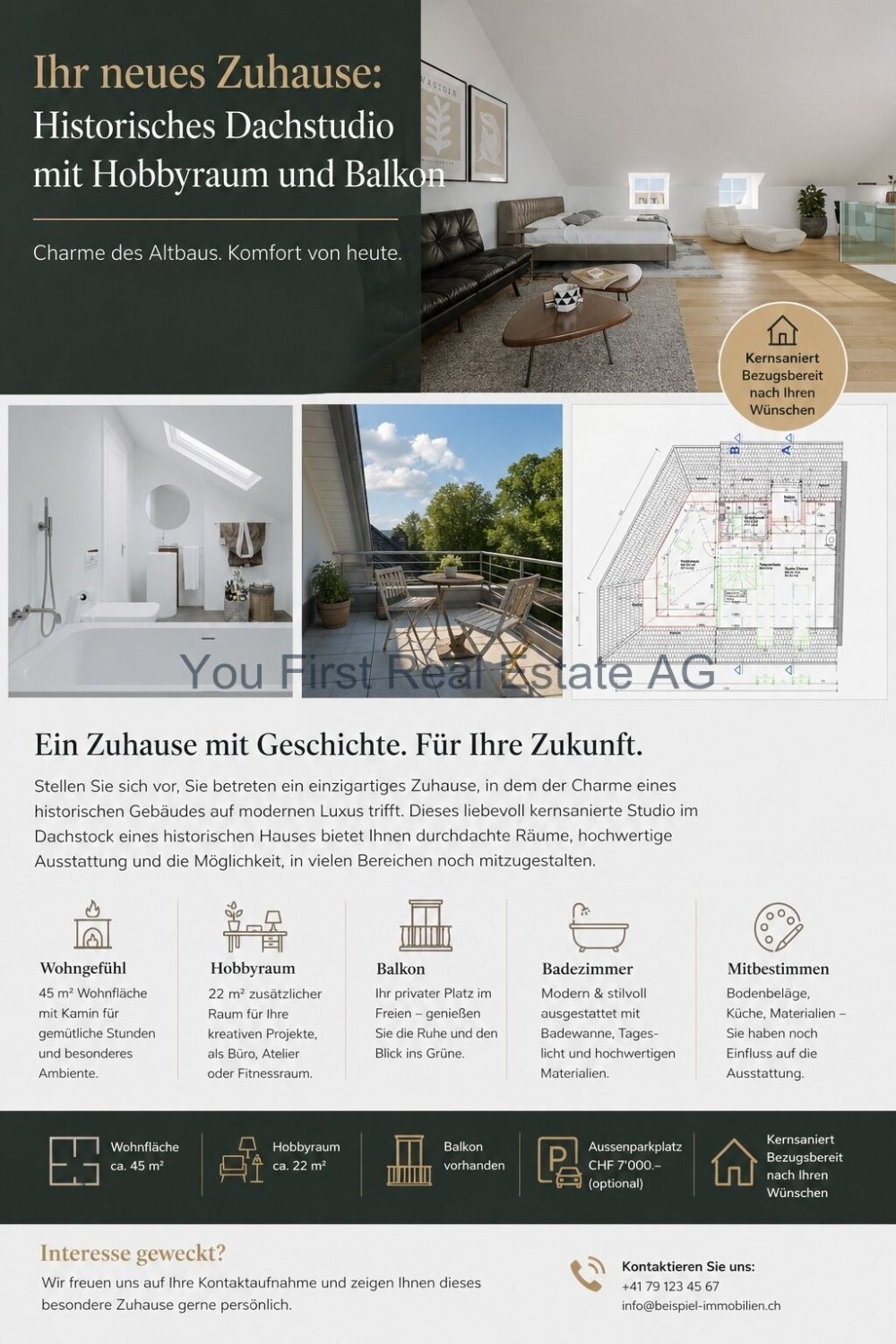 Erstbezug Sommer 2026: Studio mit Hobbyraum & Balkon -  Bild 1