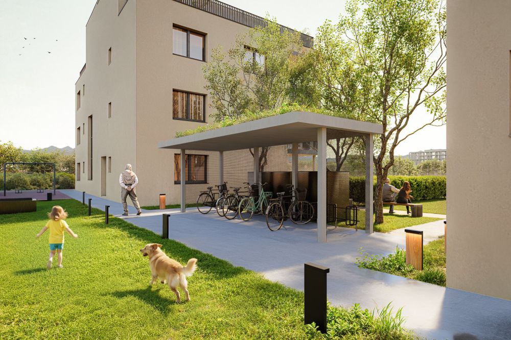 Grosszügige 3.5-Zimmer-Neubauwohnung mit 12 m² Balkon - Velounterstand