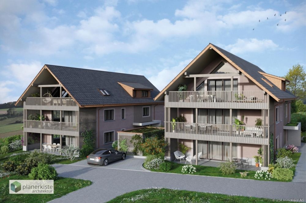 Attraktive Neubau-Wohnungen im Grünen - Visualisierung Aussenansicht