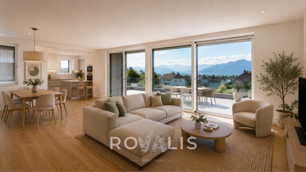 Moderne 4.5-Zimmer-Neubauwohnung mit Alpenpanorama in Gamsen, Brig-Glis - Wohn-/ Essbereich