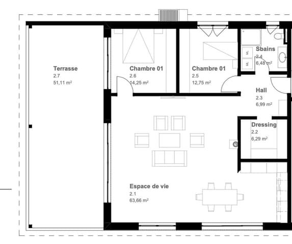Fétigny, à vendre, attique de 3.5 pièces, 103 m2, terrasse de 51 m2 -  Bild 3
