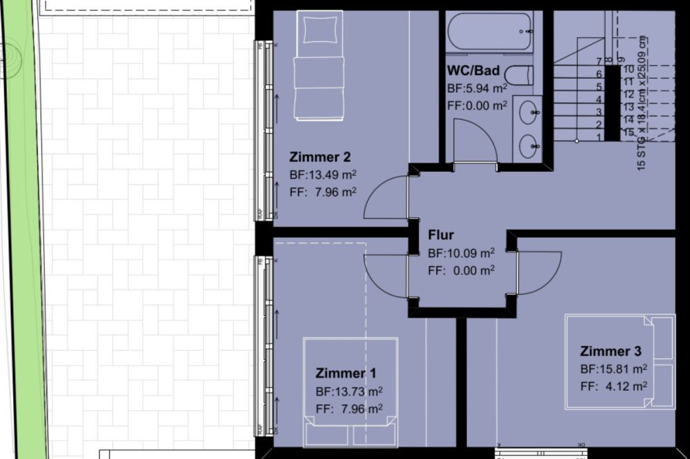 Bellavista - Doppeleinfamilienhaus in Balterswil - 1. Untergeschoss - Ruhige Schlafebene mit drei Zimmern