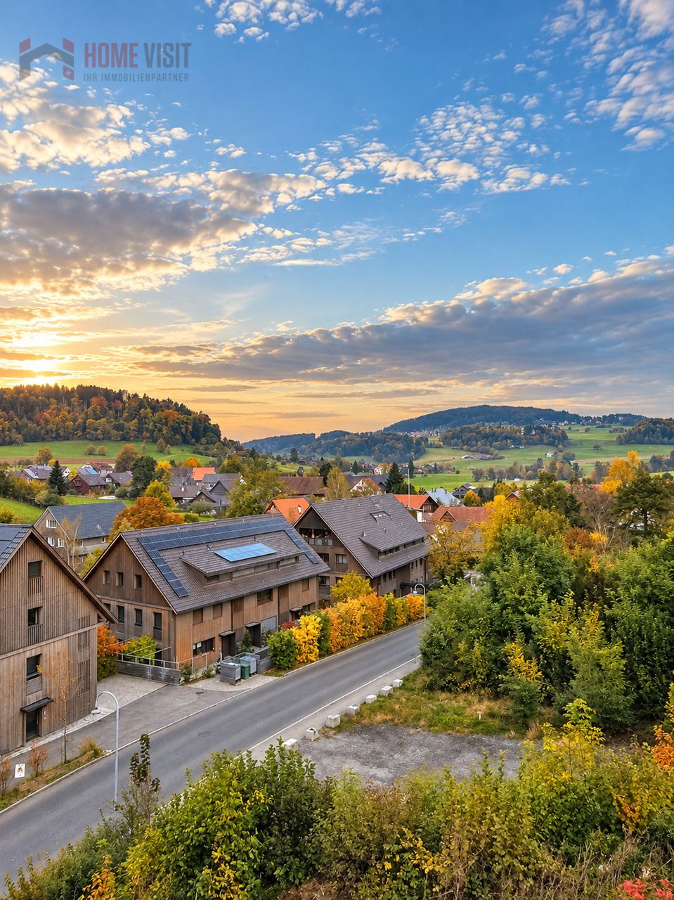 174 m² Wohntraum - exklusive Attika-Maisonette in Rifferswil - Luftbild der Liegenschaft und der idyllischen Umgebung