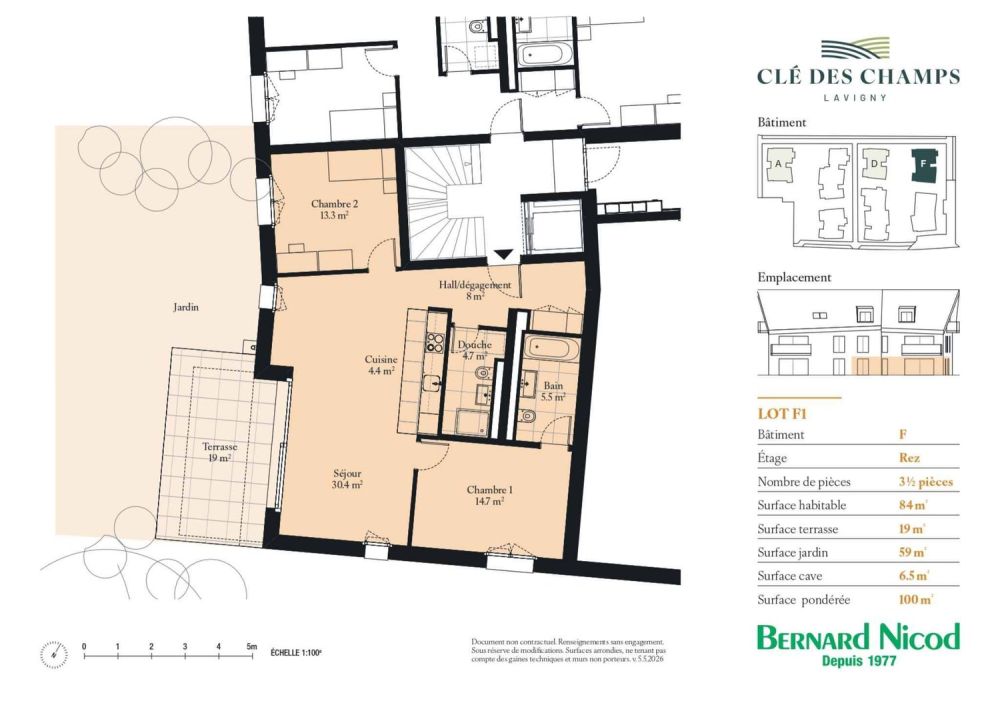 Appartement de 3.5 pièces en rez-de-jardin -  Bild 1