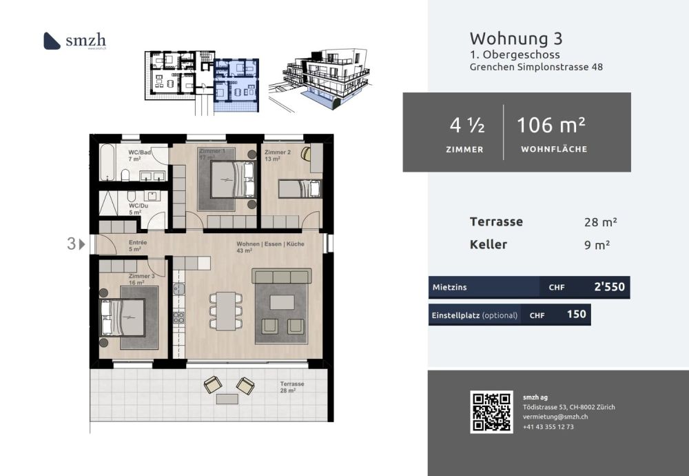 Moderne 4.5-Zi-Wohnung mit Terrasse in Grenchen -  Bild 2