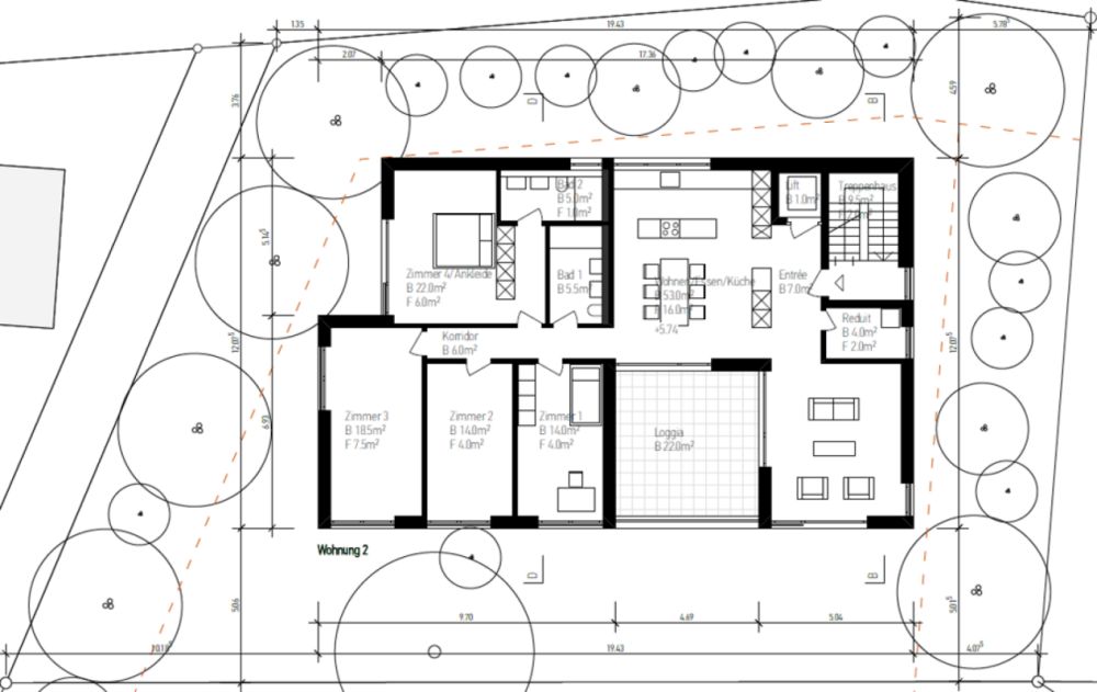 MFH Sonnenrain (5.5-Zimmer Wohnung, 2. OG, 6B) - Grundriss 5.5-ZiWo, 2. OG