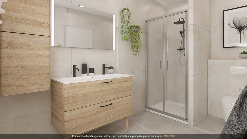 4 villas neuves - un cadre de vie idyllique au coeur de la nature! - Salle de douche parentale - proposition d'aménagement