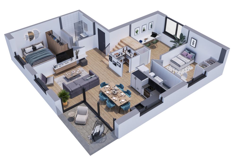 DUPLEX DANS LES COMBLES AVEC LOGGIA - VUE PANORAMIQUE - EN EXCLUSIVITÉ - Lot n°21 - 5,5 pièces - 2ème + Combles