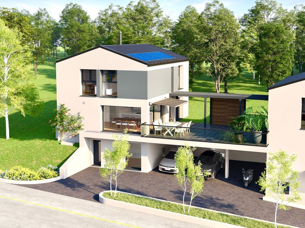 Villa contemporaine de 159 m2 util., 6,5pcs et 2 places de parc inclus. Lot A - Bild 1