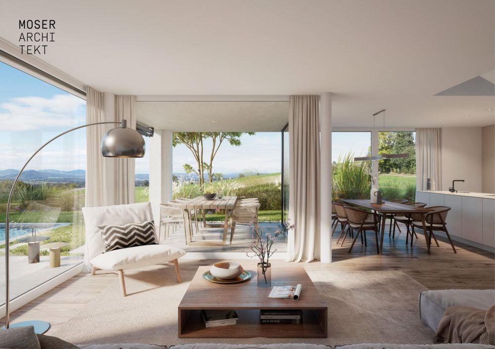 Natur. Weitsicht. Zuhause - «LIORA» in Remetschwil - Innenvisualisierung Wohnzimmer