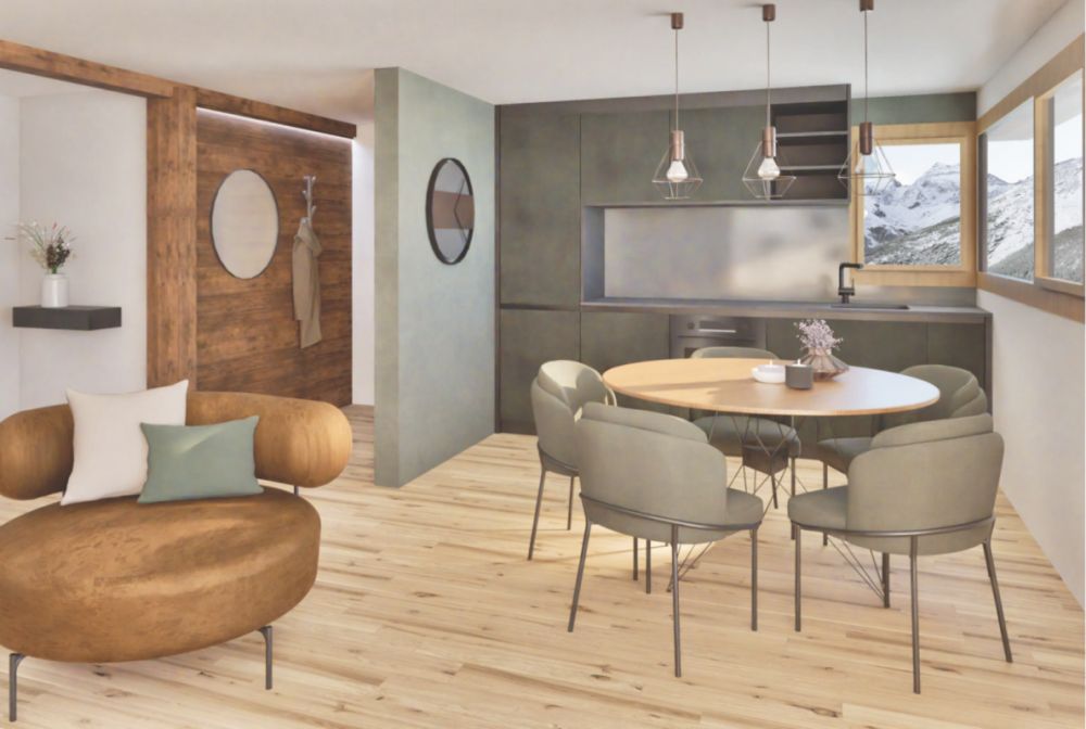 Alpji neue 2.5 Zimmerwohnung in einem der ältesten Weiler Hohnegg oberhalb Saas-Fee. Sportlicher Zugang vom Dorfzentrum, der Lomatte oder Wildi. Mit dem E-bike ganzjährig erreichbar. -  Bild 3