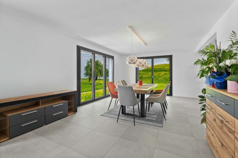 Villa jumelée de 5.5 pièces à la Tour-de-Trême - Séjour