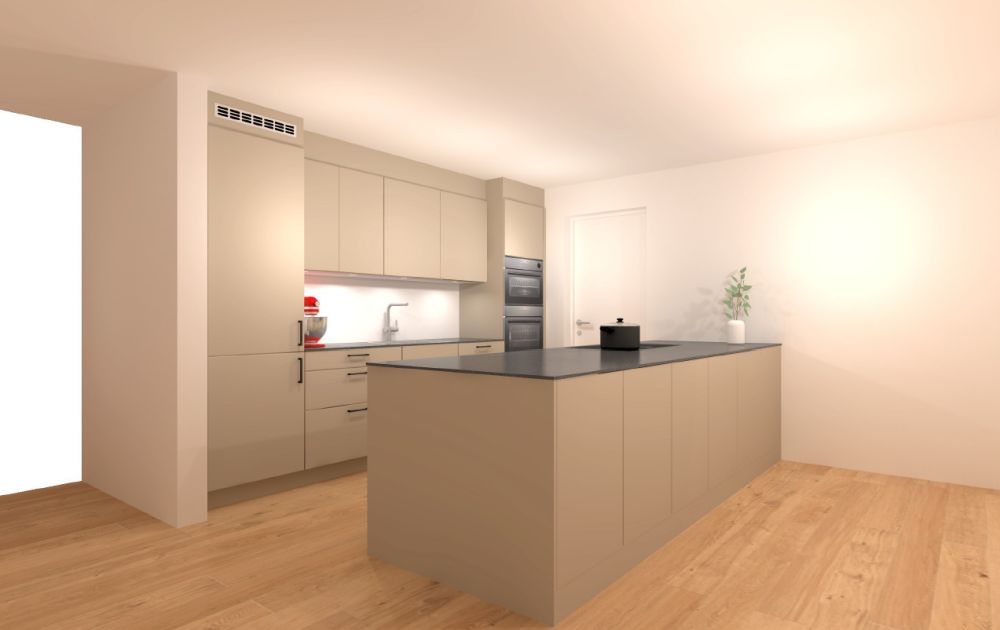 4.5 Z.-Wohnung OG, 125m2 Netto Wohnfläche, 23.5m2 gedeckter Sitzplatz - Küche